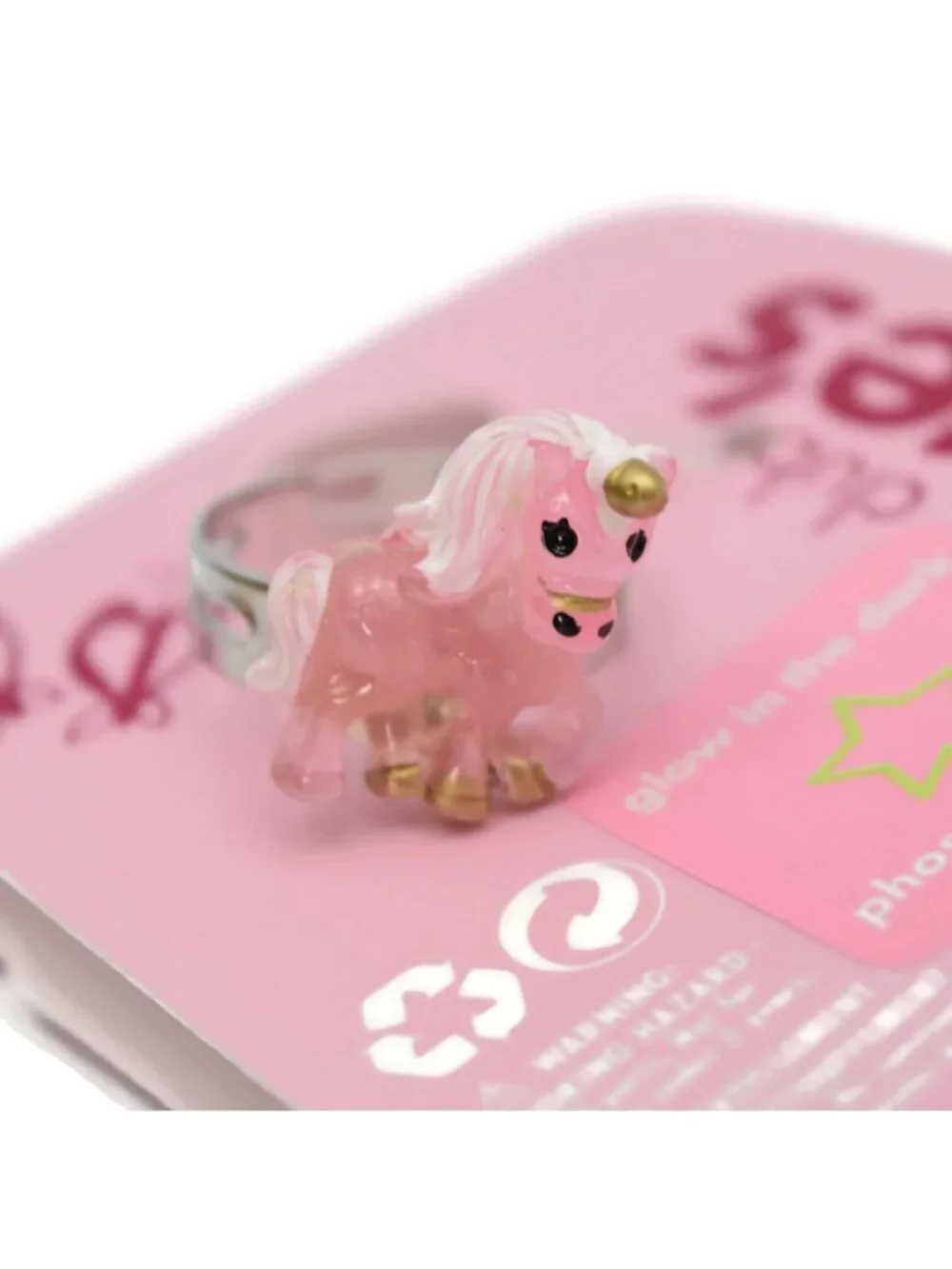Claires Club Unicorn Jewelry Set Necklace Bracelet Ring Pink Glow in the Dark